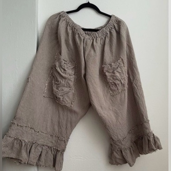 Magnolia Pearl Pants - Magnolia Pearl Linen Brown Stripe Pants